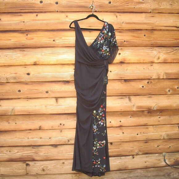 Mac Duggal 26530 Womens FAUX WRAP MULTI COLORED BEADED FLORAL GOWN Dress - Picture 6 of 15